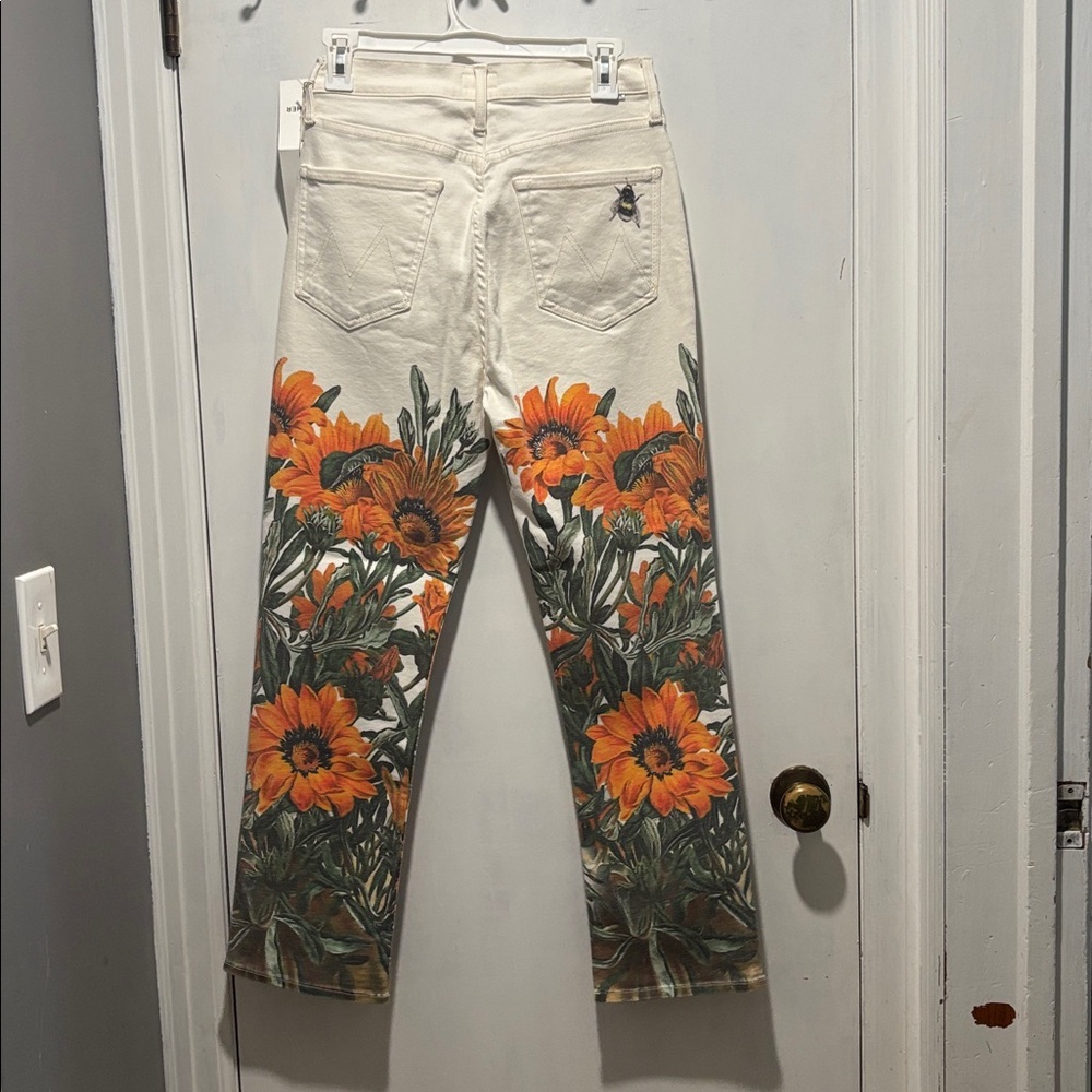 New MOTHER high waisted rider ankle sunflower jeans - Picture 6 of 10
